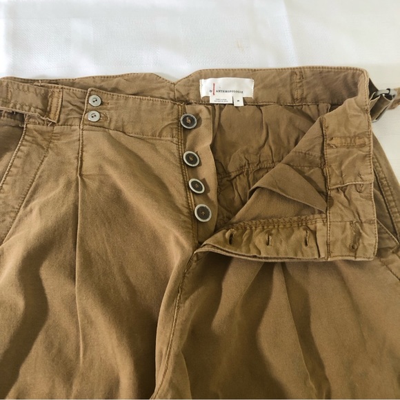 Anthropologie Khaki/Tan Wide-Leg Crop Cargo Pants High-Waisted Women’s Size 29 - Picture 7 of 16